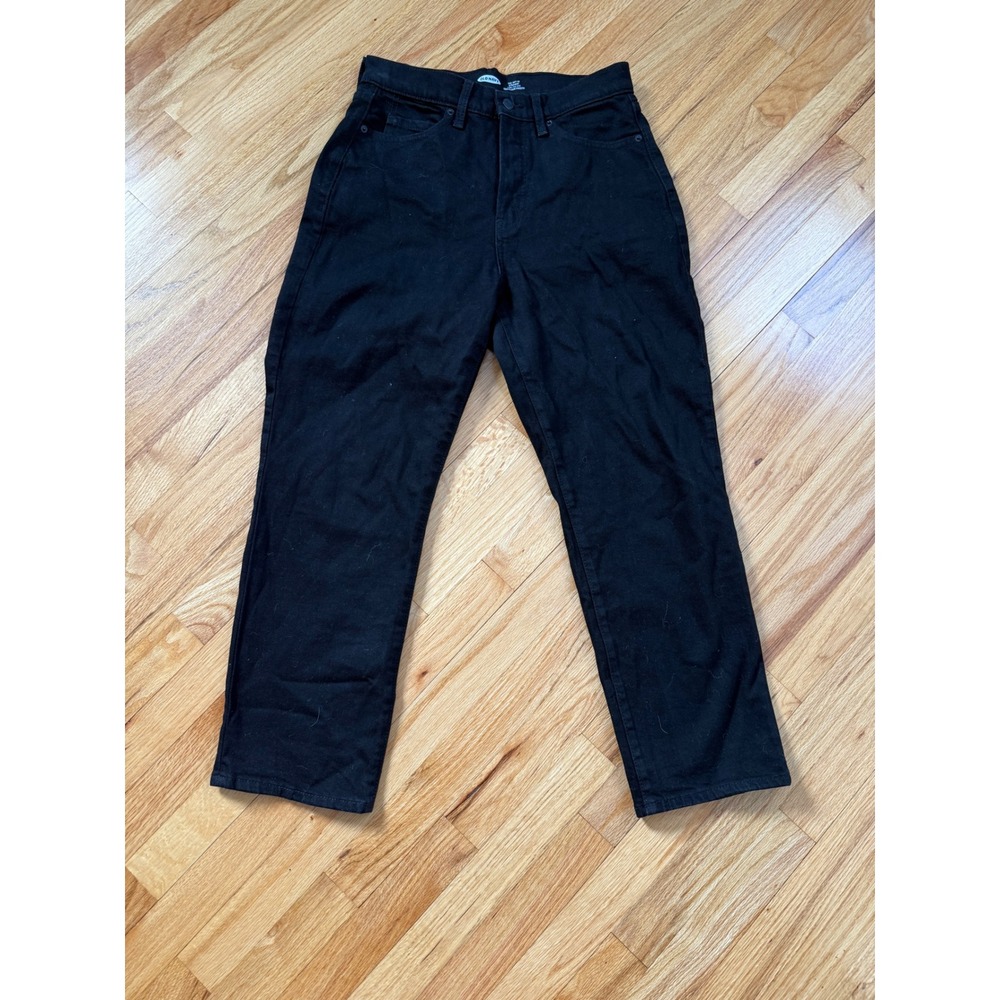 Old Navy Womens The Sky High Straight Black Jeans Extra High Rise Slim Pocket